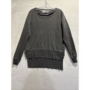 Wilt Women's Long Sleeve Distressed Neckline Pullover Top Grey Size Medium Boho